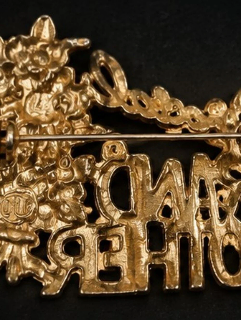 JJ Jonette Vintage Special Grandmother Floral Brooch Gold Tone Signed JJ